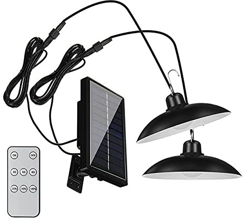Uposao Solar Pendant Lamp IP65 Waterproof 3 Brightness Modes with Remote Control for Courtyard Alley Balcony Door Pavilion Flower Stand Carport Single Head Remote Control
