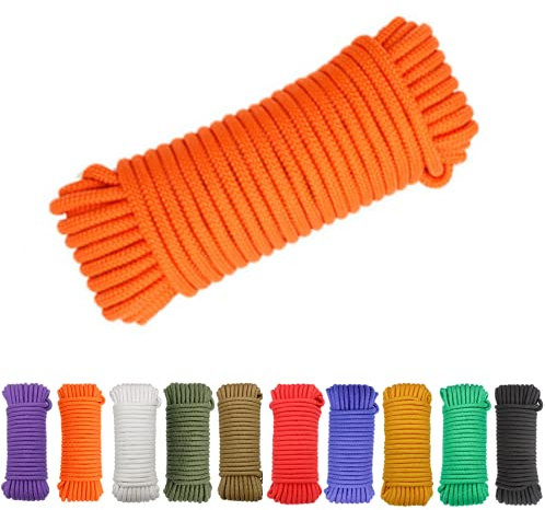 Avtytsda Nylon Rope Flag Pole Polypropylene Clothes Line Camping Utility Good for Tie Pull Swing Climb Knot All Purpose Flagline Rope 8mm x 20m (Orange)