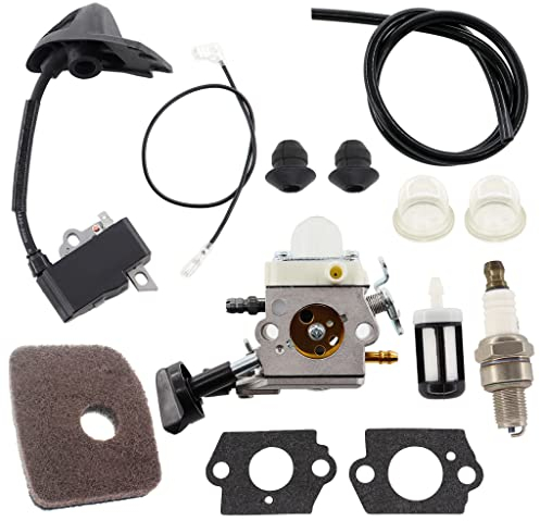 HURI Vergaser mit Luftfilter Zündspule Zündkerze für STIHL BG86 SH56 SH56C SH86 SH86C Motorsäge Laubbläser Gebläse Ersetzt 4241 120 0616 ZAMA C1M‑S261B