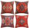 Kissenbezüge 45 x 45 Boho Abstrakt Sofakissen Dekokissen Ethnischer Türkischer Rot Jahrgang Teppich Muster Dekorative Sofakissen Kissenhülle Leinen Couchkissen Bezug für Sofa Wohnzimmer Schlafzimmer