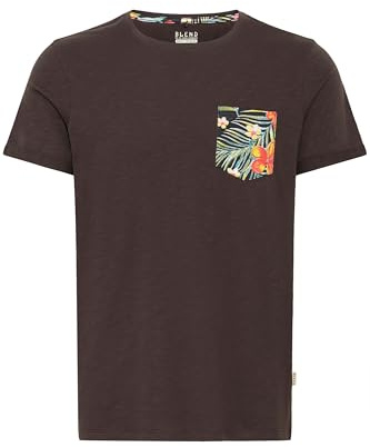 Blend BHFlorens Herren T-Shirt Kurzarm Shirt mit Print Rundhals-Ausschnitt Regular fit, Größe:3XL, Farbe:Phantom Grey (70010)