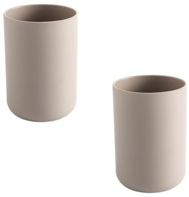 RabyLeo Runde Kunststoff-Zahnbürstenbecher für Paare, kreative Haushalts-einfache Wasch und Mundspülbecher (Braun und Braun)