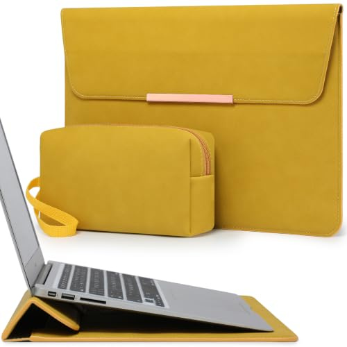 HYZUO 15-16 Zoll Laptop-Hülle mit Ständer für MacBook, Olivgelb | für MacBook Pro 16 M5/M4/M3/M2/M1 Pro/Max A3428 A3429 2026-2019, MacBook Pro 15 2015-2012, Samsung Galaxy Book Flex/Pro 15
