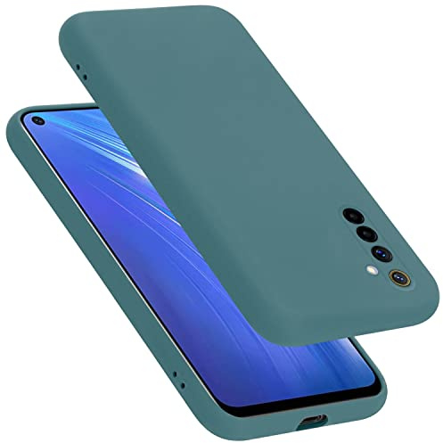 Cadorabo Hülle kompatibel mit Realme 6 4G / 6s Hülle Silikon Handyhülle für 6 4G / 6s Case aus flüssigem Silikon- Kratzfeste und stoßfeste dünne TPU Schutzhülle - Liquid GRÜN