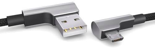 Cavo Micro USB in nylon da 1 m nero, spina con angolo di 90 gradi, cavo di ricarica da USB a Micro USB, cavo dati, cavo di ricarica, USB 2.0