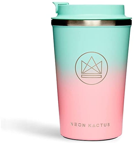Neon Kactus Insulated Travel Cup | Double Wall Insulated for Hot & Cold Drinks | Reusable Coffee Cup with Lid | Fully Leakproof, Dishwasher Safe, Eco-Friendly | Twist & Shout, 12oz