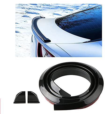 Car Trunk Spoiler Roof Lip Kit,3D PU Rear Trunk Lip or Roof Spoiler Sticker Bar with Carbon Fiber Pattern,Car Rear Spoiler Exterior Rear Spoiler Kit, Punch-Free Installation for Most Cars (Black)