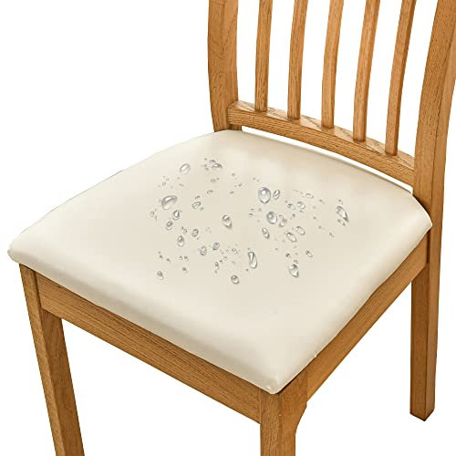 Bestenrose Pack de 6 Fundas Sillas Impermeable De Funda Sillas Comedor Funda de Cojín Extraíble Lavable para Asiento de Funda Protectora para Funda de Silla(Beige 6pcs)