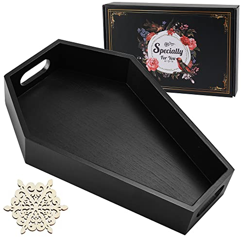 Goargif Sarg-Tablett, Holz-Sarg-Tablett, Sarg-Form, gruseliges schwarzes Gothic-Dekor-Tablett, Gothic-Süßigkeitentablett, Halloween-gruseliges Gothic-Dekor-Tablett, Gothic-Dekoration, Gothic-D