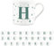 Purely Home Letter H Star Mug - Bone China White Coffee/Tea Present Gift - Alphabet Letter Mug with Stars in Teal Green Blue