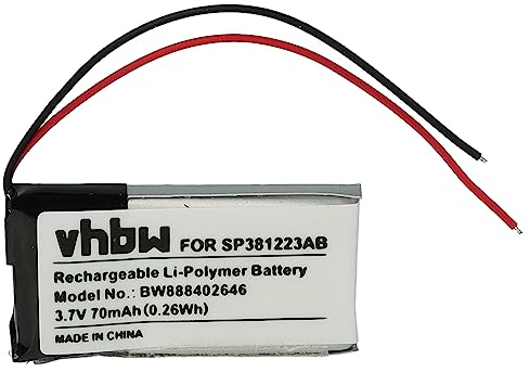 vhbw 1x Akku Ersatz für Samsung SP381223AB für 3D-Brille, VR-Brille (70 mAh, 3,7 V, Li-Polymer)