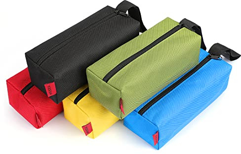 YOOFAN Small Tool Bags – Heavy Duty 1680D Waterproof Fabric Tool Pouch, Black/Red/Blue/Green/Yellow, 5-Packs