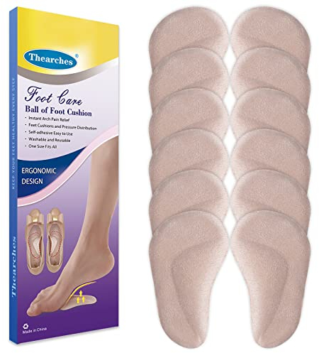 Gel Arch Support Pads Plantar Fasciitis Shoe Inserts Insole, 6 Pairs Adhesive High Arch Pad Flat Feet Shoe Inserts Arch Cushions for Relieve Pressure and Foot Pain, One Size, Unisex (Beige)