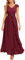 Gardenwed Robe de Soirée Femme Longue pour Mariage Invité Bal Promo Robe Demoiselle d'honneur Pin up en Mousseline Col V Burgundy 2XL