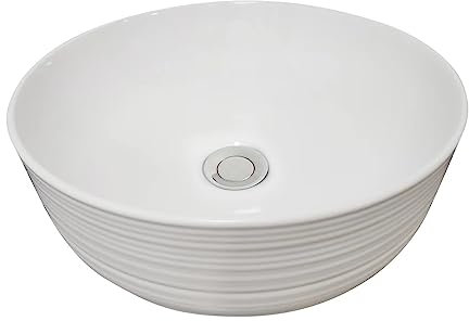 Fregadero redondo de cerámica, lavabo redondo sobre mostrador para baño, gabinete, lavabo circular, color blanco mate