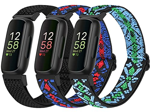 Bcuckood Elastisches Armband Kompatibel mit Fitbit Inspire 3/Inspire 2/Inspire/Inspire HR/Ace 2/Ace 3, Verstellbares Ersatzarmband Damen Herren Kinder Dehnbare Weiche Sport Nylon Armband
