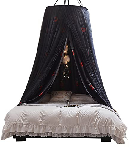 Surwin Moskitonetz Bett Baldachin, Mückennetz Outdoor Reise, Kinder Erwachsener Rundes Netz Vorhang, Moskitonetz Betthimmel Hängendes Zuhause, Für Babybett Doppelbett Einzelbett (rote Lippen)