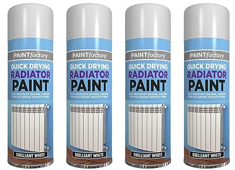 PNJB Brilliant White Radiator Spray Paint, Quick Dry Aerosol, Radiator Enamel Spray Paint - Heat Resistant, All-Purpose Aerosol Spray Paint, 400ML, (4 PCS)
