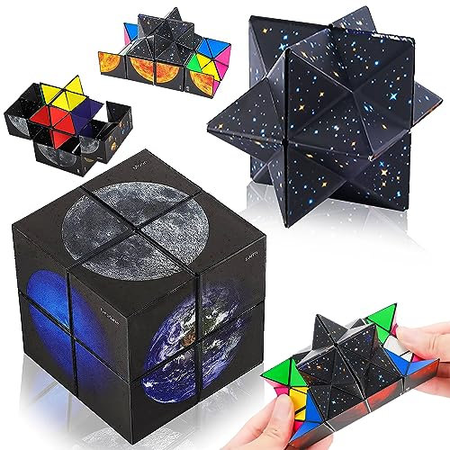Sternenwürfel Zauberwürfel, 2 in 1 Kugeln Infinity Zauberwürfel Verwandlungswürfel Magische Puzzle Spielzeug für Kinder und Erwachsene (Planet)