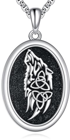 YAFEINI Keltischer Wolf Kette für Herren 925 Sterling Silber Wikinger Nordischer Wolf Anhänger Halskette Schmuck Geschenk