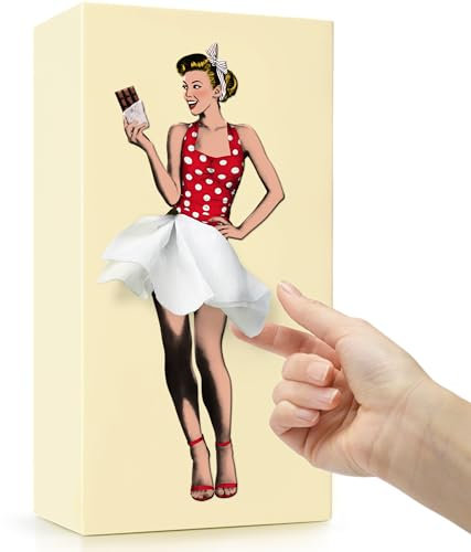 Taschentuchbox mit fliegendem Rock (das Original Museum Featured Tissue Holder) – charmante Vintage-Pop-Art, gestaltet nach jeder Dosierung, Metallbeschwerung mit Innenhülle, Geschenkbox – entworfen