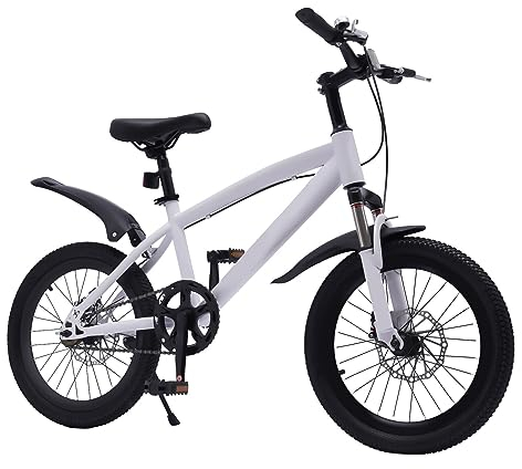 Froulaland Kinderfahrrad 18 Zoll Kinder Mädchen Jungen Fahrrad 18 Rad Mountainbike 1 Speed Seniorenrad mit Kinder mit Bremsen und Kettenschutz (Weiß)