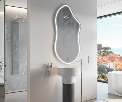 Artforma Unregelmäßiger Form asymmetrischer Spiegel mit LED Beleuchtung 94x174 cm | Moderner Industrial Wanspiegel Beleuchtet Nach Maß | FAS223 | Wählen Sie Zubehör | Lichtspiegel Badezimmerspiegel