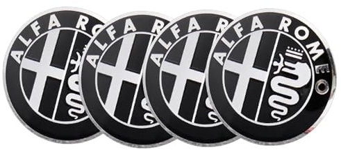 SenhE 4 Stück 65mm Abzeichen-Aufkleber Radnabenkappen Radnaben-Zierkappen Aufkleber für Alfa Romeo Mito Giulia Giulietta 147 155 156 159 Stelvio Anti Rost Autoteile dekorative Accessoires,D