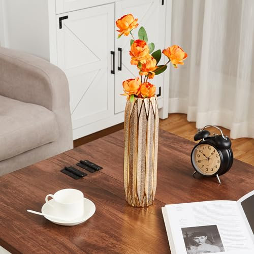 maozyiltle 10001-1 Vaso in oro da 30,5 cm, decorazione per ufficio, decorazione per matrimoni, vaso in ceramica con motivo placcato oro, decorazioni per soggiorno (cilindro), 10001-1