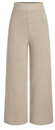 CIDER Lounge Pants Women Wide Leg Mid Waist Ribbed Knit Pants Casual Solid Warm Wool-Blend Sweatpants Fall Winter