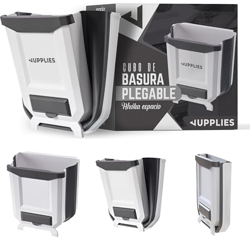 JUPPLIES - Cubo de Basura Plegable Colgante para Cocina de Gran Capacidad - Cubo Plegable para Puerta Hasta 20 Kg - Pack con Bolsas de Basura