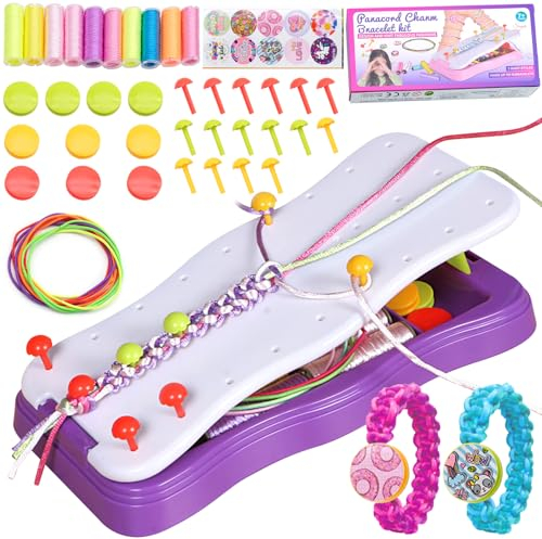 Friendship Bracelet Making Kit, Arts and Crafts for Kids Arts String Maker Tool Kids Travel Activity Set DIY Birthday Gifts for Girls Ages 6 7 8 9 10 11 12 Year Old (Purple)