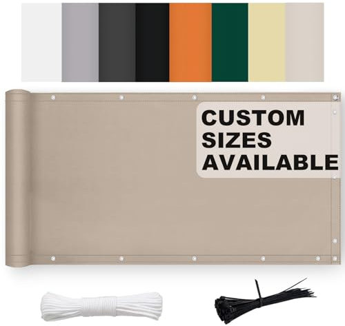 Aiyaoo Balkon Sichtschutz Wetterfest mit Ösen 70x850cm, Balkonumrandung UV-Schutz, Zaunblende Blickdicht,für Garten Balkon Zaun Terrassen, Graubraun