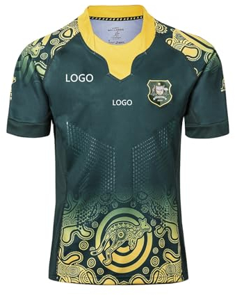 Rugby-Trikot, Gedenkausgabe Australien 17-18, bequem und atmungsaktiv, geeignet for Spiele und den Alltag (Color : 19 green, Size : M)