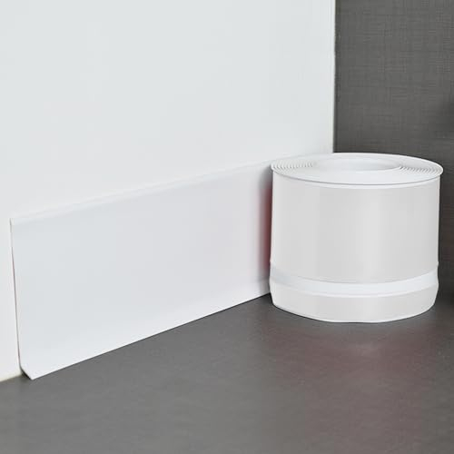 Weichsockelleiste, Sockelleiste, Selbstklebende Abschlussleiste aus PVC, Fugendichtungsband, Flexible Knickleiste, individuell zuschneidbar, Wasserdichte Sockelleiste für Küche (1, Weiß, 25M)