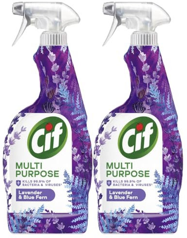Multipurpose Spray Lavender Blue Fern 750ml pack of 2 Compatible With Cif Multisurface Antiseptic Hygiene Surface Kitchen Bathroom Cleaner Disinfectant with Welari Thank You Card | (2pack) (1500ml)