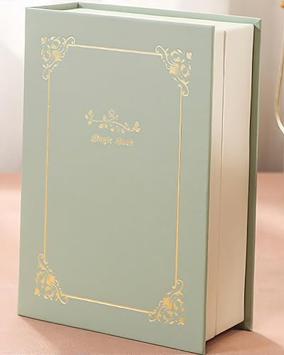 WEIKIMFF SBKSN01 Schmuck-Organizer-Bücher-Box mit magischem Design, Buch, Schmuck-Aufbewahrungsbox für Ringe, Halsketten, Ohrringe, stilvolle Buch-Schmuckschatulle für Damen und Mädchen, Grün