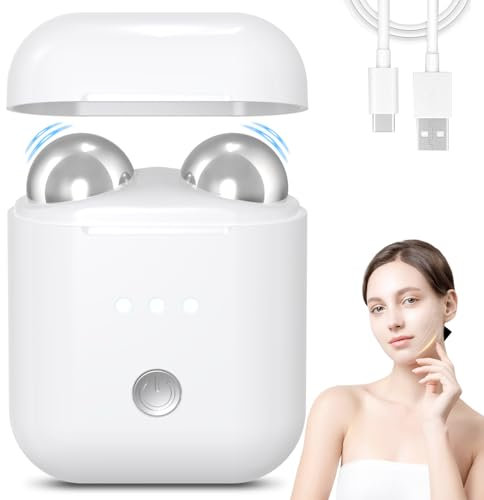 Hoakya Masajeador Facial Eléctrico 3 Modos de Intensidad Microcorrientes Antiarrugas y Lifting para Cara y Cuello Compacto y Portátil Tecnología EMS Reafirma Piel Reduce Arrugas (Blanco)