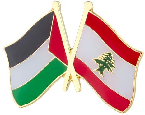 Pin's en métal émaillé avec drapeau national de la Palestine et du Liban, Métal