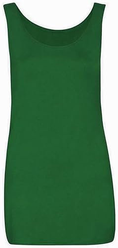 LUXE DIVA Womens Scoop Neck Sleeveless Ladies Long Stretch Plain Vest Strappy T-Shirt Top Ladies Stretchy Strappy Tank Tops Bottle Green