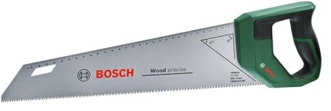 Bosch Handsäge 400mm (Fuchsschwanz 400mm; SK5-Stahl Sägeblatt für schnelle Schnitte in Holz; 11TPI; Induktionsgehärtete Zähne; 45°/90° Markierungshilfe; Metrische Skala; Ergonomischer Softgrip)