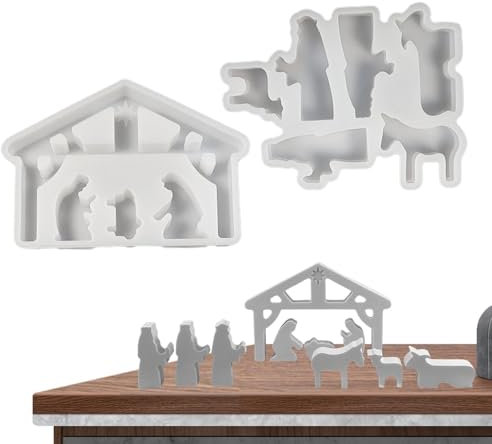 Krippe Silikon Gießform | Krippen Silikonform | Krippenszene Silikonform | Krippe Giessformen Zum Gießen, Krippen Betongussform,Silikonform Krippe, Gipsformen Zum Gießen Krippe Silikonformen