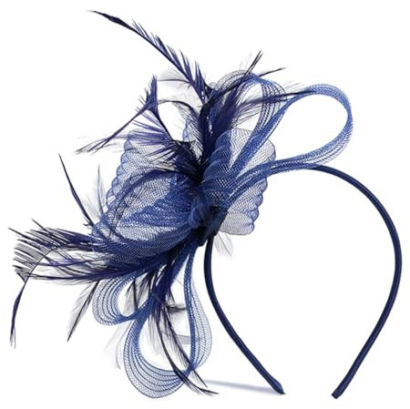 Navy Fascinators for Weddings Ladies Retro Elegant Flower Hair Fascinator Hat Navy Blue Fascinators Women Headband Hair Clips Fascinator Clip Wedding Guests Accessories Evening Party Prom