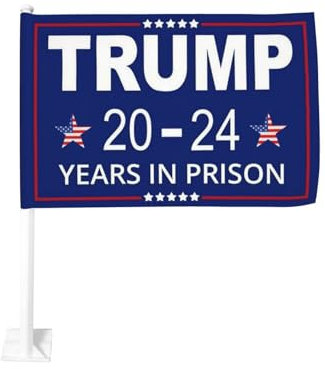 12 x 18 Zoll Autoflaggen-Banner „Trump 2024 Jahre im Gefängnis“ Autoflagge, doppelseitige Flagge fürs Auto, wasserdichte Fenster-Clip-Flagge, lichtechte Autofenster-Flaggen (ohne Fahnenmast)