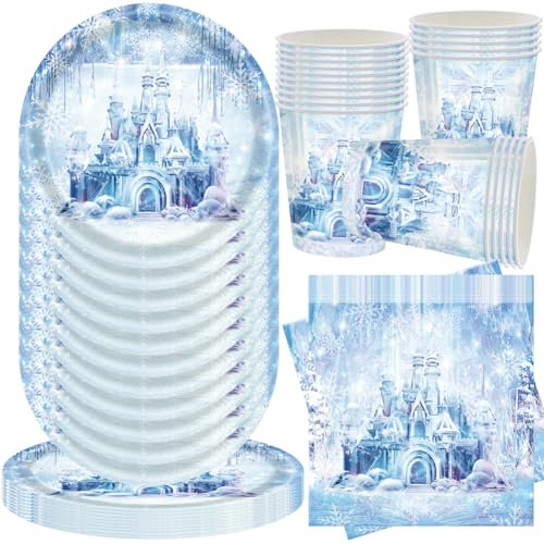 HGSHUO Castello Stoviglie per Feste Principessa Stoviglie per Compleanno Decorazioni Piatti Bicchieri di Carta Tovaglioli Forniture per Feste Matrimonio Baby Shower 20 Ospiti