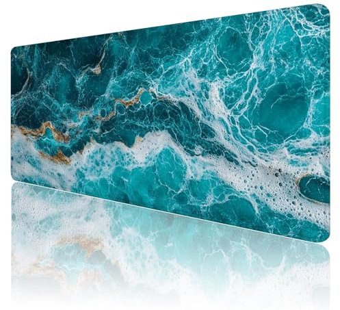 Tapis de Souris de Jeu Flots Tapis de Souris XXL 1600x800x3mm Bleu Tapis Souris Gaming Grand, avec Bords Surpiqués et Base en Caoutchouc AntidéRapant Surface, AméLiore La PréCision et La Vitesse X15