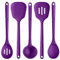 U-Taste Extra Long Silicone Kitchen Utensils, 5 Pcs 315℃ Heat Resistant Food Grade Cooking Tools Non-Stick Silicone Spatula Turner Spoon Set for Mixing Serving Frying Stirring Draining (Purple)