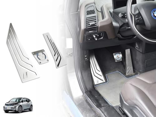 Pedale mit Fußstütze aus Stahl für BMW.i3 i3S | 3 Stück Edelstahl Trittbrett Fußstütze Fußstütze 94Ah 120Ah i3 i3S Zubehör Tuning