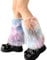 Wjsdsg Damen-Beinstulpen, Plüsch-Beinstulpen, japanisches Vintage-Batikmuster, bunt, Winter, warm, pelzige Beinstulpen, Regenbogenfarben, Einheitsgröße