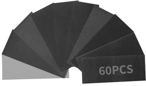Sruhrak 60 Stück Schleifpapier 23 x 9 cm Sandpapier Nass und Trocken Nassschleifpapier 120 bis 3000 Körnung Set Geeignet Polieren Auto Holzmöbel Stein Lack Metall Glas